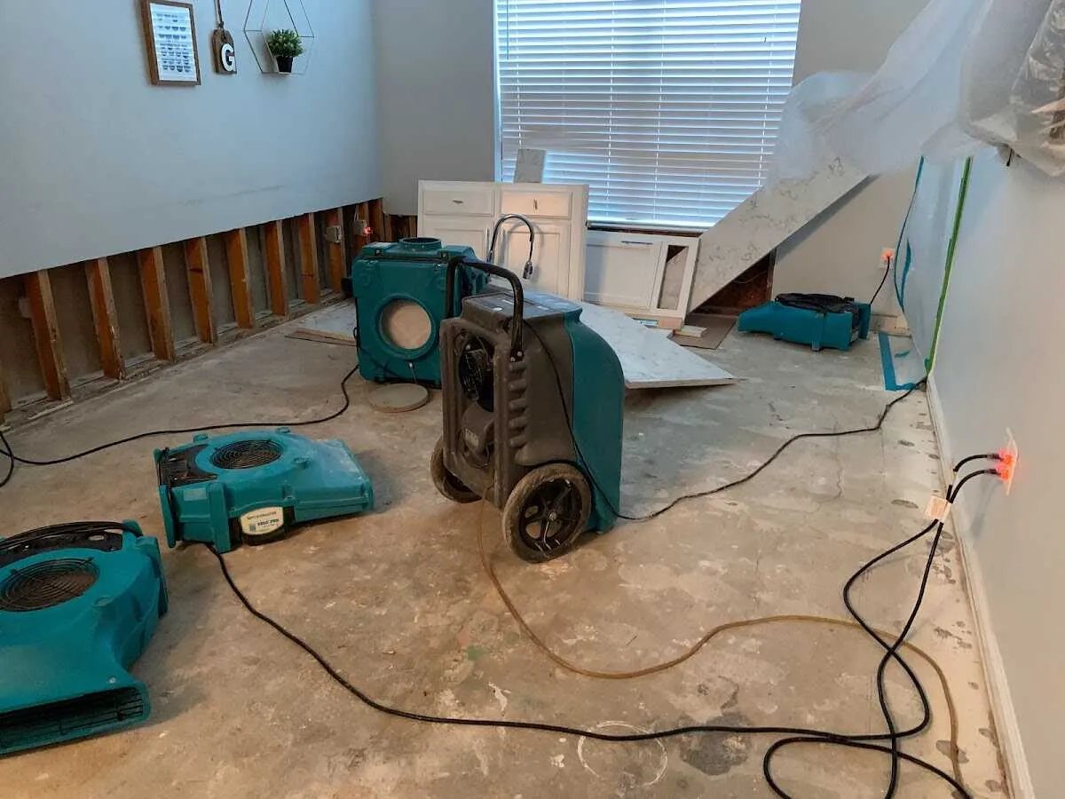 Dehumidifier in flood-cut room for Water Damage Restoration in Sault Ste. Marie